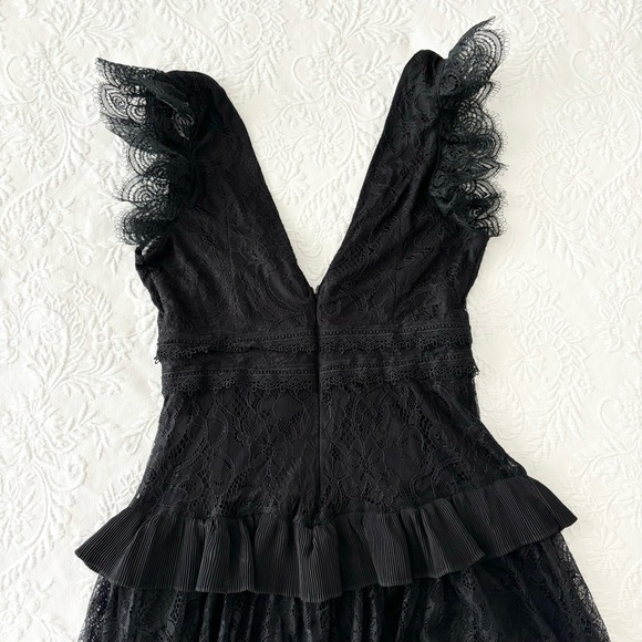 NWOT Lulus Marvelous Darling Black Lace Ruffled Tiered Maxi Dress Small - Picture 5 of 7